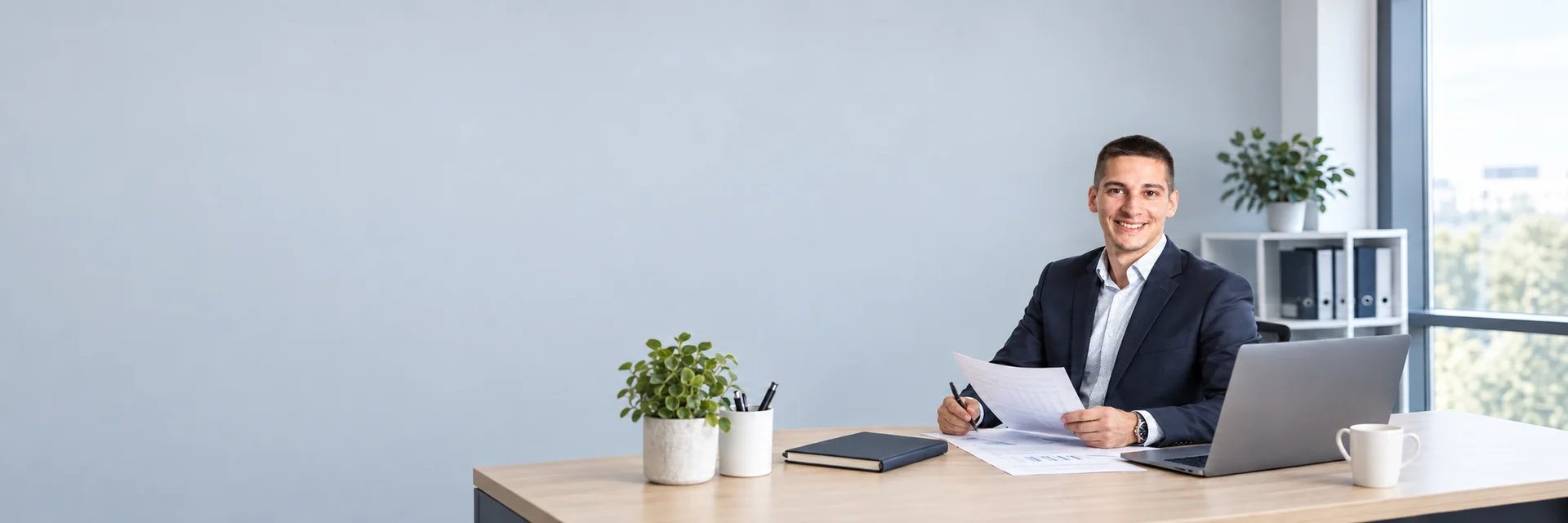 Professional working in a calm office